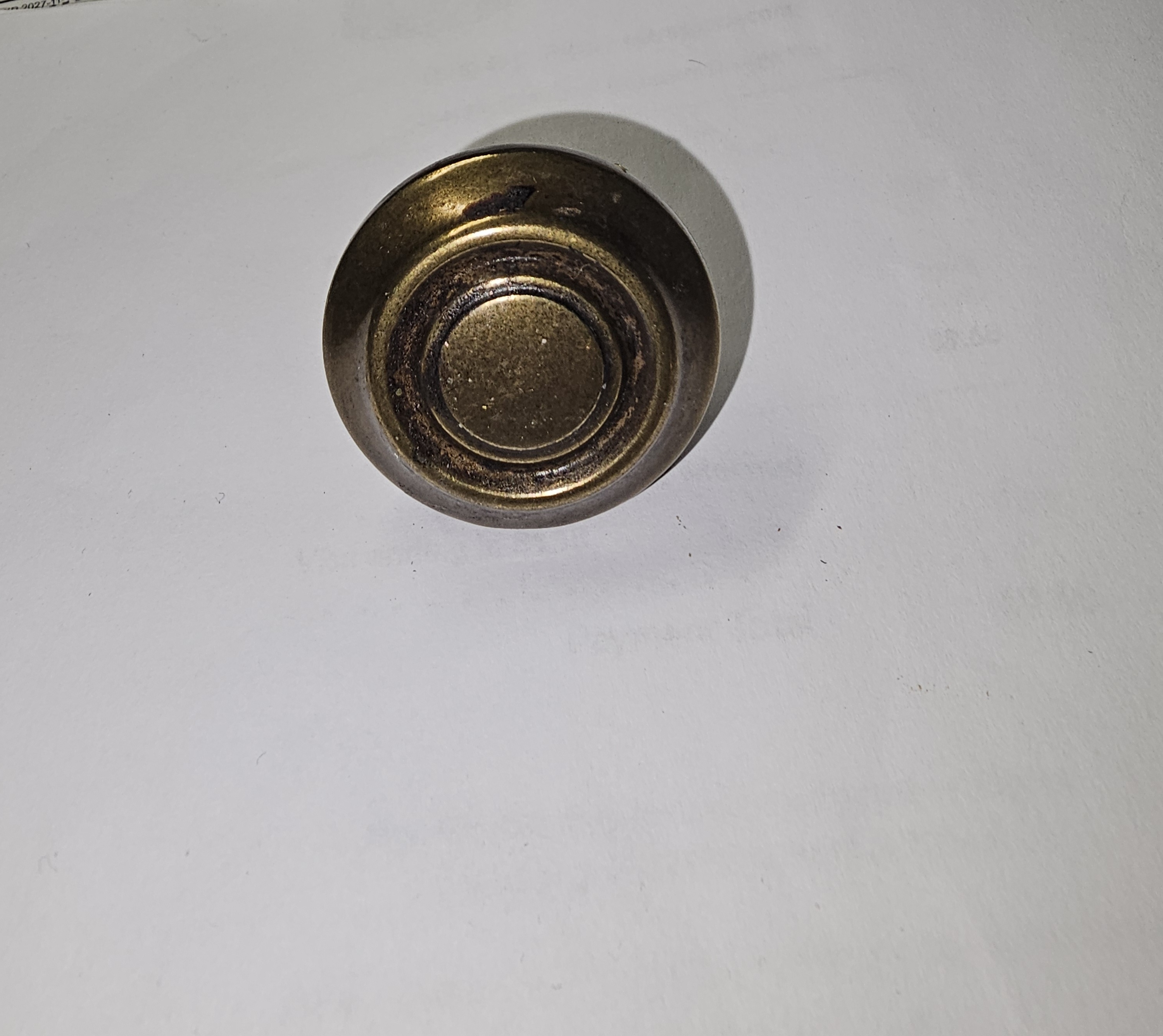 Vintage brass bullseye/mushroom-top cabinet knob-front